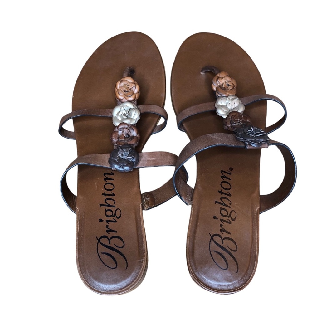 Brighton Liona Leather Sandals Size 10 Brown Neutral Brazil WORN ONCE